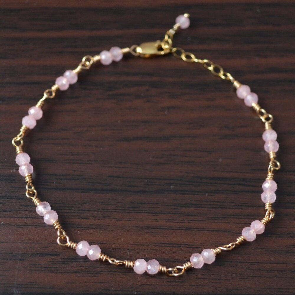 Rose Quartz and Gold Bracelet - Hand Made in Canada